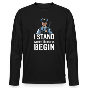 Airport Police Officer Aviation Careers Job - Men's Premium Organic Long Sleeve Shirt - black - Front - Nico (187cm)