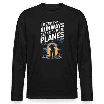 Airport Police Officer Aviation Careers Job - Men's Premium Organic Long Sleeve Shirt - black - Front - Nico (187cm)
