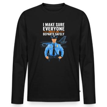 Airport Police Officer Aviation Careers Job - Men's Premium Organic Long Sleeve Shirt - black - Front - Nico (187cm)