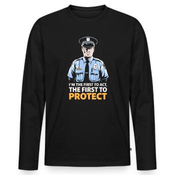 Airport Police Officer Aviation Careers Job - Men's Premium Organic Long Sleeve Shirt - black - Front - Nico (187cm)