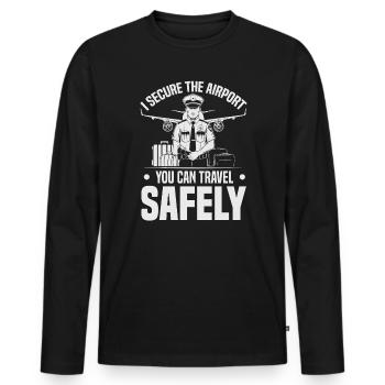 Airport Police Officer Aviation Careers Job - Men's Premium Organic Long Sleeve Shirt - black - Front - Nico (187cm)