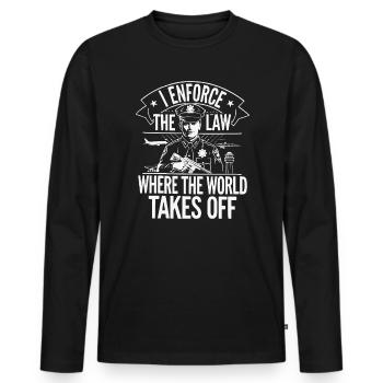 Airport Police Officer Aviation Careers Job - Men's Premium Organic Long Sleeve Shirt - black - Front - Nico (187cm)
