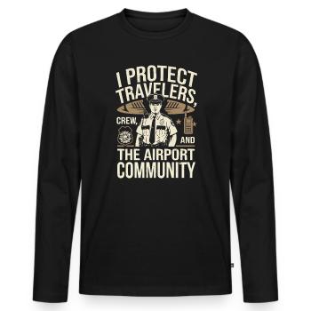 Airport Police Officer Aviation Careers Job - Men's Premium Organic Long Sleeve Shirt - black - Front - Nico (187cm)