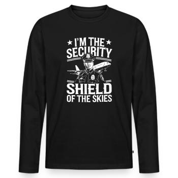 Airport Police Officer Aviation Careers Job - Men's Premium Organic Long Sleeve Shirt - black - Front - Nico (187cm)