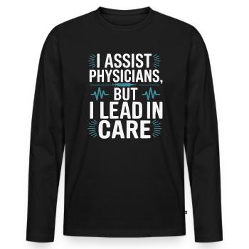 Arzthelferin Beruf Medizinische Medizin - Männer Premium Bio Langarmshirt - Schwarz - Vorne - Nico (187cm)