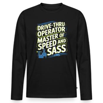 Opérateur au volant Profession Restauration rapide - T-shirt manches longues Premium bio Homme - noir - Devant - Nico (187cm)