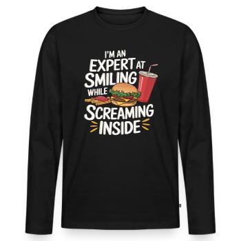 Drive Thru Operator Job Profession Fast Food - Men's Premium Organic Long Sleeve Shirt - black - Front - Nico (187cm)