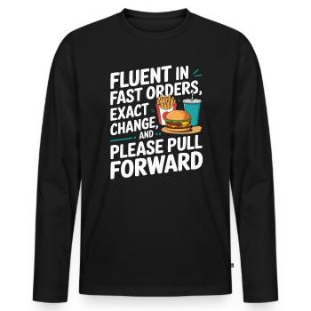 Drive Thru Operator Job Profession Fast Food - Men's Premium Organic Long Sleeve Shirt - black - Front - Nico (187cm)