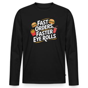 Drive Thru Operator Job Profession Fast Food - Men's Premium Organic Long Sleeve Shirt - black - Front - Nico (187cm)