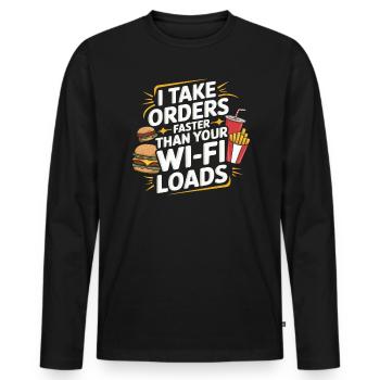 Opérateur au volant Profession Restauration rapide - T-shirt manches longues Premium bio Homme - noir - Devant - Nico (187cm)