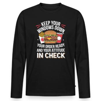 Drive Thru Operator Job Profession Fast Food - Men's Premium Organic Long Sleeve Shirt - black - Front - Nico (187cm)