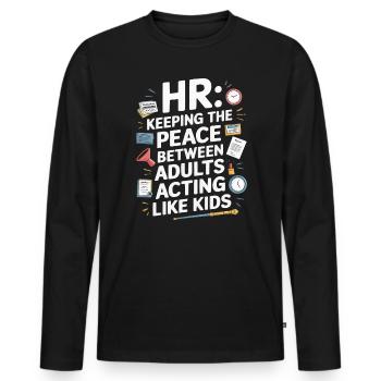 Gestionnaire des ressources humaines Ressources humaines Employé Milieu de travail Drame - T-shirt manches longues Premium bio Homme - noir - Devant - Nico (187cm)