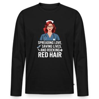 Readhead Nurse Hospital Red Hair RN Ginger Nursing - Men's Premium Organic Long Sleeve Shirt - black - Front - Nico (187cm)