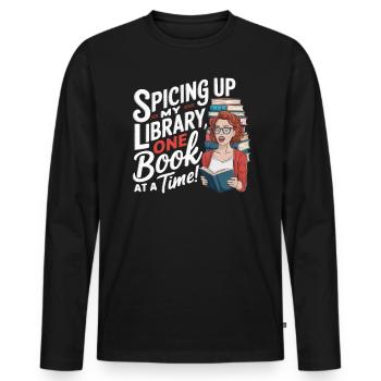 Rothaariger Bücherwurm Ingwer Haare Lesebücher - Männer Premium Bio Langarmshirt - Schwarz - Vorne - Nico (187cm)