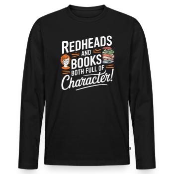 Rothaariger Bücherwurm Ingwer Haare Lesebücher - Männer Premium Bio Langarmshirt - Schwarz - Vorne - Nico (187cm)