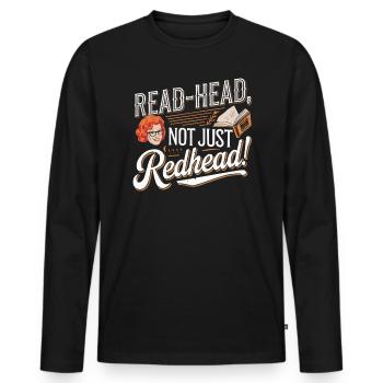 Redhead Bookworm Ginger Hair Reading Books - Men's Premium Organic Long Sleeve Shirt - black - Front - Nico (187cm)