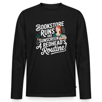 Rothaariger Bücherwurm Ingwer Haare Lesebücher - Männer Premium Bio Langarmshirt - Schwarz - Vorne - Nico (187cm)