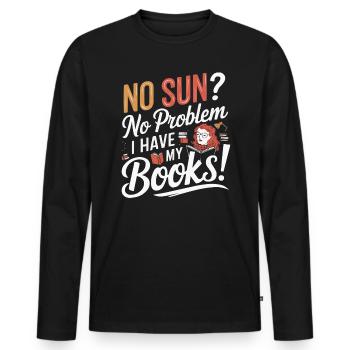 Redhead Bookworm Ginger Hair Reading Books - Men's Premium Organic Long Sleeve Shirt - black - Front - Nico (187cm)