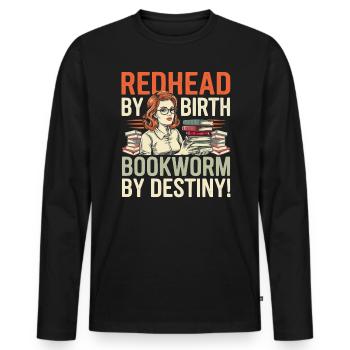 Rothaariger Bücherwurm Ingwer Haare Lesebücher - Männer Premium Bio Langarmshirt - Schwarz - Vorne - Nico (187cm)