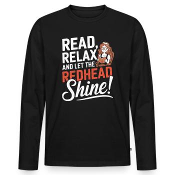 Rothaariger Bücherwurm Ingwer Haare Lesebücher - Männer Premium Bio Langarmshirt - Schwarz - Vorne - Nico (187cm)