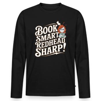 Rothaariger Bücherwurm Ingwer Haare Lesebücher - Männer Premium Bio Langarmshirt - Schwarz - Vorne - Nico (187cm)