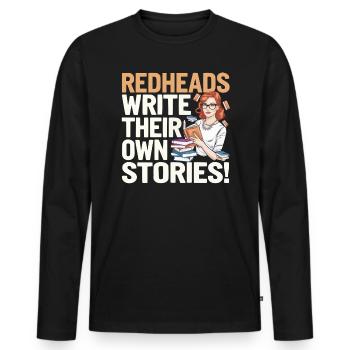 Rothaariger Bücherwurm Ingwer Haare Lesebücher - Männer Premium Bio Langarmshirt - Schwarz - Vorne - Nico (187cm)