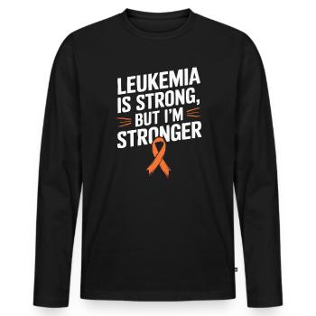 Orange Ribbon Acute Myeloid Leukemia Awareness - Men's Premium Organic Long Sleeve Shirt - black - Front - Nico (187cm)