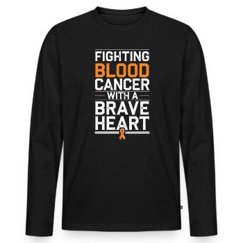 Orange Ribbon Acute Myeloid Leukemia Awareness - Men's Premium Organic Long Sleeve Shirt - black - Front - Nico (187cm)