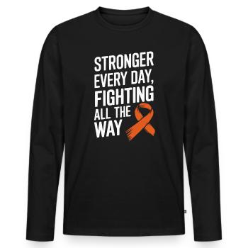 Orange Ribbon Acute Myeloid Leukemia Awareness - Men's Premium Organic Long Sleeve Shirt - black - Front - Nico (187cm)