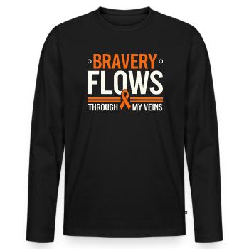 Orange Ribbon Bewusstsein für akute myeloische Leukämie - Männer Premium Bio Langarmshirt - Schwarz - Vorne - Nico (187cm)