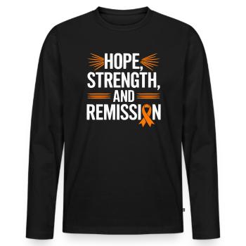 Orange Ribbon Acute Myeloid Leukemia Awareness - Men's Premium Organic Long Sleeve Shirt - black - Front - Nico (187cm)