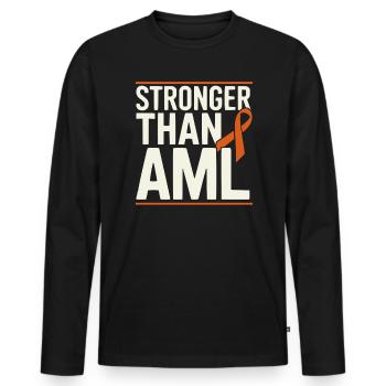 Orange Ribbon Acute Myeloid Leukemia Awareness - Men's Premium Organic Long Sleeve Shirt - black - Front - Nico (187cm)