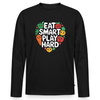 Healthy Eating Habits For Children Eat Green - Men's Premium Organic Long Sleeve Shirt - black - Front - Nico (187cm)