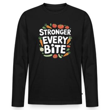 Habitudes alimentaires saines pour les enfants Manger vert - T-shirt manches longues Premium bio Homme - noir - Devant - Nico (187cm)