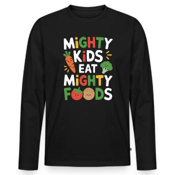 Habitudes alimentaires saines pour les enfants Manger vert - T-shirt manches longues Premium bio Homme - noir - Devant - Nico (187cm)