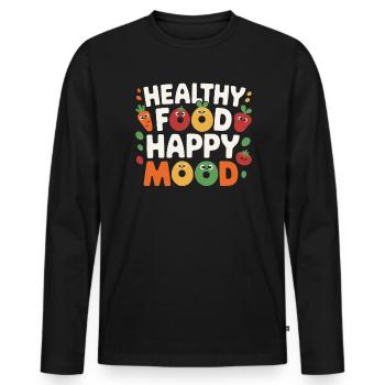 Gesunde Essgewohnheiten für Kinder Essen Sie grün - Männer Premium Bio Langarmshirt - Schwarz - Vorne - Nico (187cm)