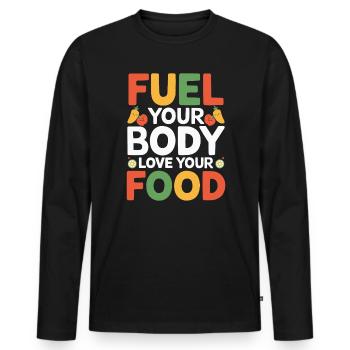 Gesunde Essgewohnheiten für Kinder Essen Sie grün - Männer Premium Bio Langarmshirt - Schwarz - Vorne - Nico (187cm)