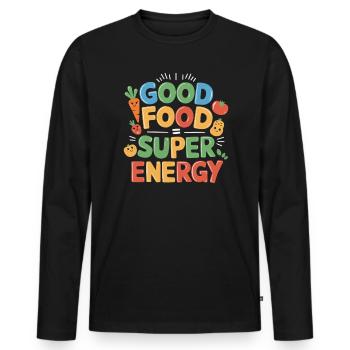 Gesunde Essgewohnheiten für Kinder Essen Sie grün - Männer Premium Bio Langarmshirt - Schwarz - Vorne - Nico (187cm)