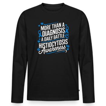 Histiocytosis Awareness Blood Disease Blue Ribbon - Men's Premium Organic Long Sleeve Shirt - black - Front - Nico (187cm)
