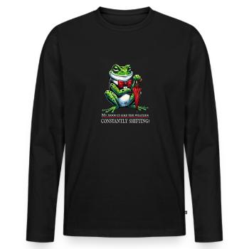 Frog motif – moods like the weather - Men's Premium Organic Long Sleeve Shirt - black - Front - Nico (187cm)