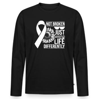 Sensibilisation à la cécité Personnes aveugles malvoyantes - T-shirt manches longues Premium bio Homme - noir - Devant - Nico (187cm)