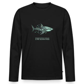 Shark with coral reef pattern - Men's Premium Organic Long Sleeve Shirt - black - Front - Nico (187cm)