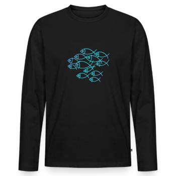 Fish School Line Art Ocean Minimalist Design - Men's Premium Organic Long Sleeve Shirt - black - Front - Nico (187cm)