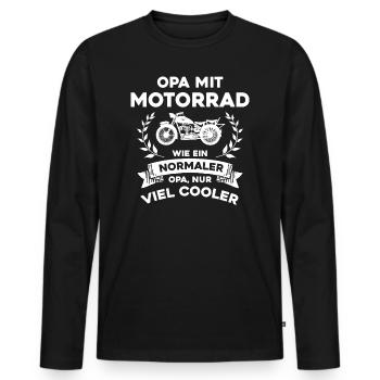 Opa mit Motorrad- nur cooler - Männer Premium Bio Langarmshirt - Schwarz - Vorne - Nico (187cm)