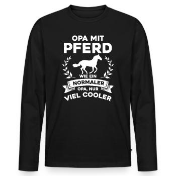 Opa mit Pferd - nur cooler - Männer Premium Bio Langarmshirt - Schwarz - Vorne - Nico (187cm)