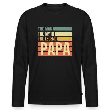 Vatertag Retro - The Man The Myth The Legend Papa - Männer Premium Bio Langarmshirt - Schwarz - Vorne - Nico (187cm)