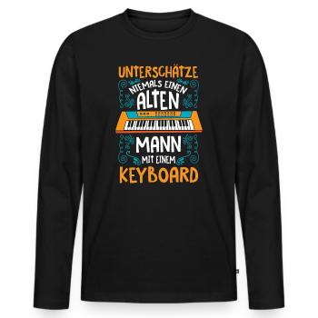 Keyboard Synthesizer Keyboarder Alter Mann - Männer Premium Bio Langarmshirt - Schwarz - Vorne - Nico (187cm)
