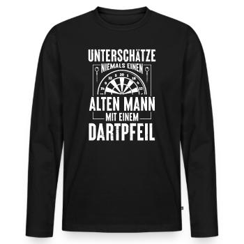 Darts | Alter Mann | Dartscheibe Dartspieler - Männer Premium Bio Langarmshirt - Schwarz - Vorne - Nico (187cm)