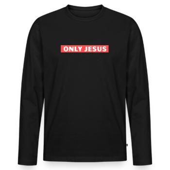 Only Jesus Only Jesus Gift for Christians - Men's Premium Organic Long Sleeve Shirt - black - Front - Nico (187cm)