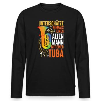 Tuba - Alter Mann Spruch Retro Tubist Geschenk - Männer Premium Bio Langarmshirt - Schwarz - Vorne - Nico (187cm)